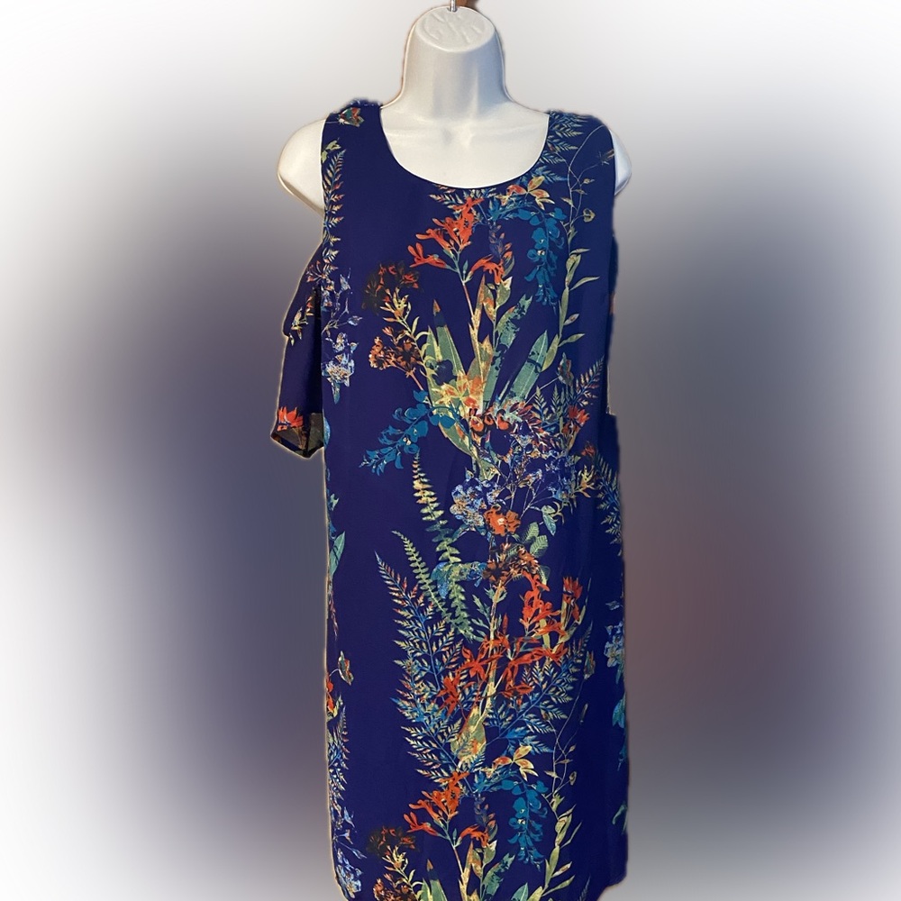 city streets woman cold shoulder boho floral dress sz 18W fully lined polyester